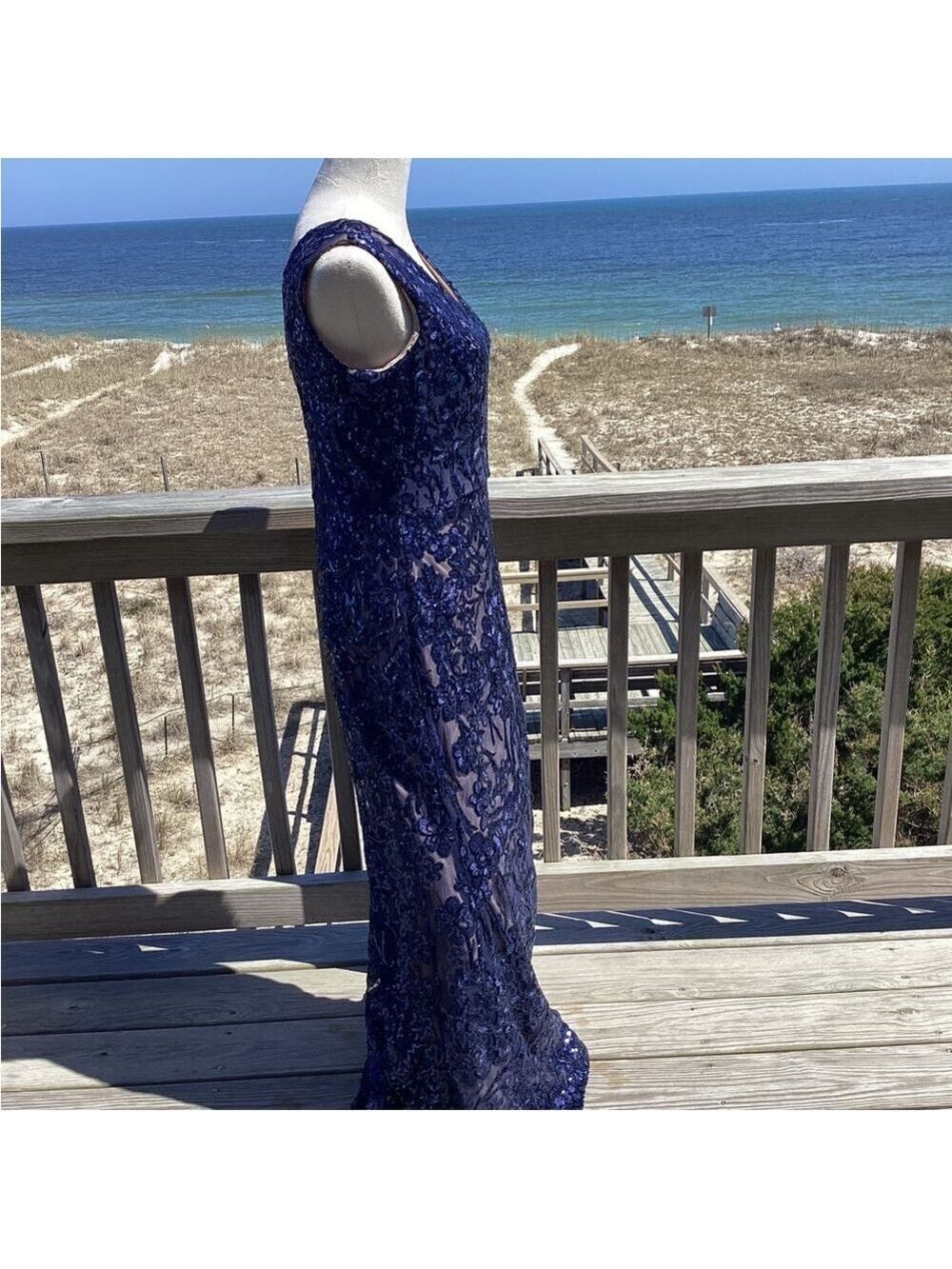 Alex Evenings Navy Sequin Maxi Dress - Picture 4 of 13